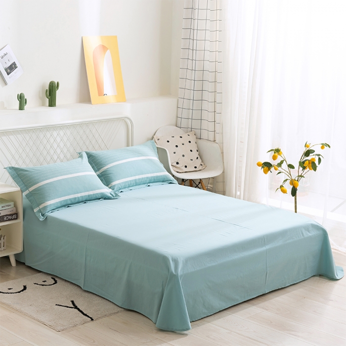 91家纺网 家纺一手货源 找家纺 简色坊 2023新款全棉水洗棉四件套 时尚条纹-兰