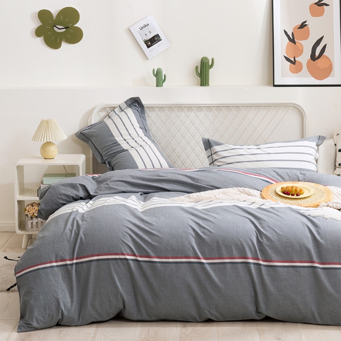 91家纺网 家纺一手货源 找家纺 简色坊 2023新款全棉水洗棉四件套 英伦格调