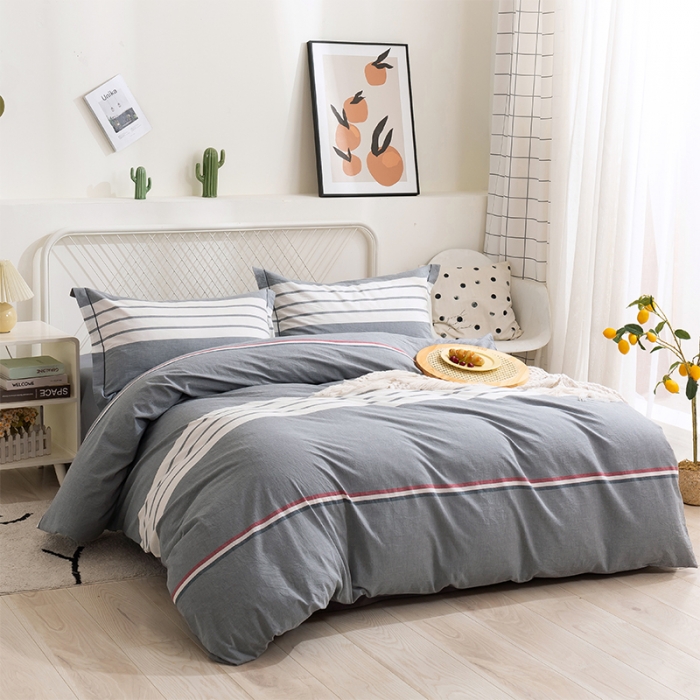 91家纺网 家纺一手货源 找家纺 简色坊 2023新款全棉水洗棉四件套 英伦格调