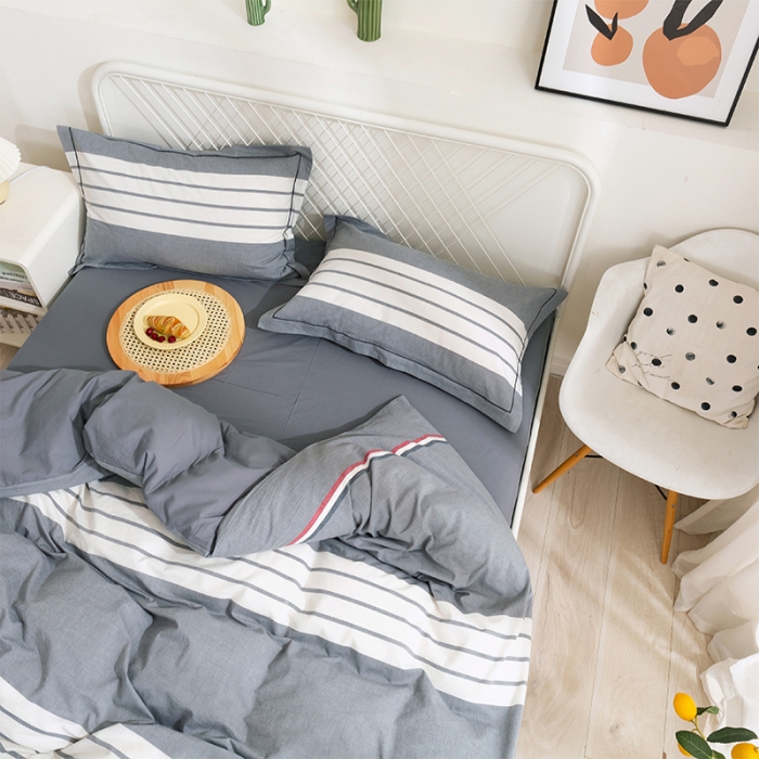 91家纺网 家纺一手货源 找家纺 简色坊 2023新款全棉水洗棉四件套 英伦格调