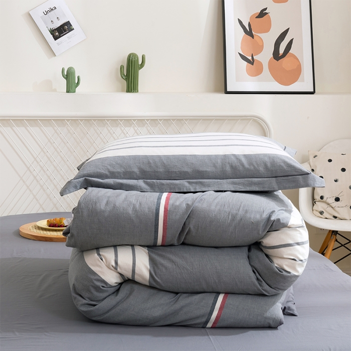 91家纺网 家纺一手货源 找家纺 简色坊 2023新款全棉水洗棉四件套 英伦格调