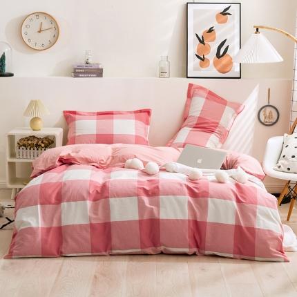 简色坊 2023新款全棉水洗棉四件套 优雅格调-粉