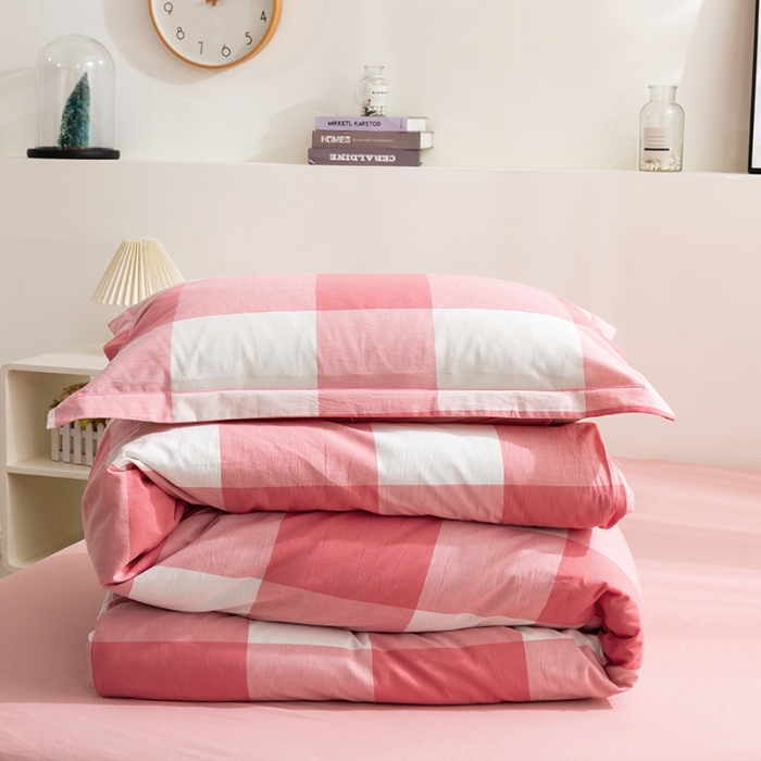 91家纺网 家纺一手货源 找家纺 简色坊 2023新款全棉水洗棉四件套 优雅格调-粉