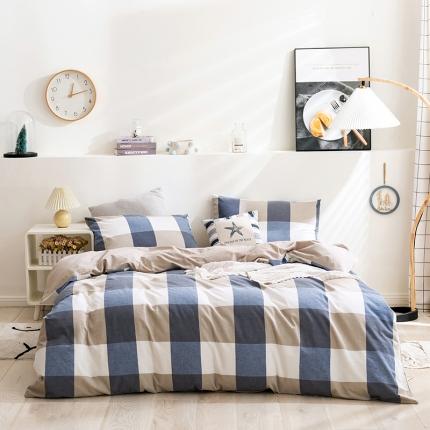 简色坊 2023新款全棉水洗棉四件套 优雅格调-蓝