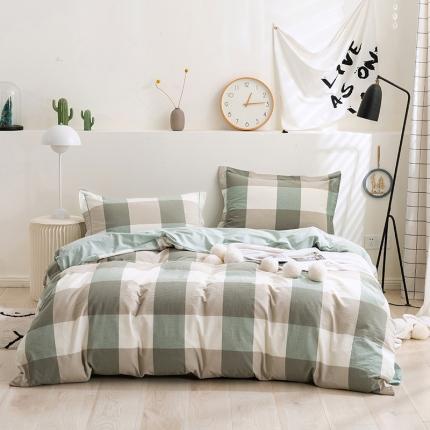 简色坊 2023新款全棉水洗棉四件套 优雅格调-绿