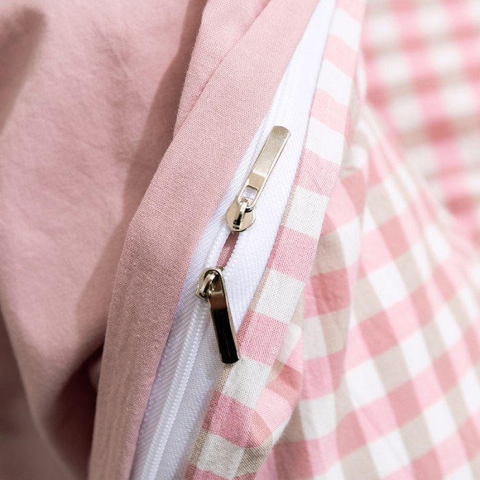 91家纺网 家纺一手货源 找家纺 简色坊 2023新款全棉水洗棉单品被套 豆沙小格