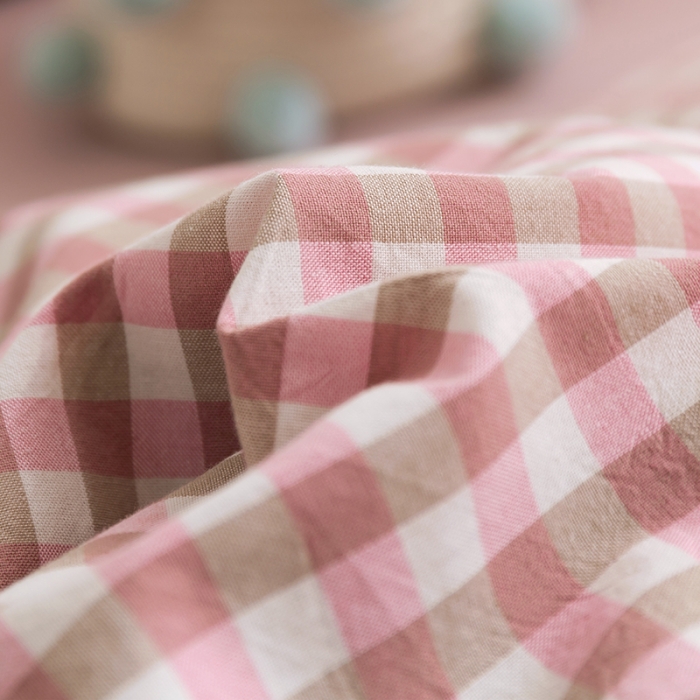 91家纺网 家纺一手货源 找家纺 简色坊 2023新款全棉水洗棉单品被套 豆沙小格