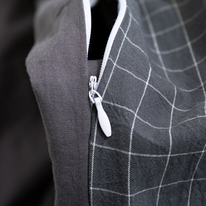 91家纺网 家纺一手货源 找家纺 简色坊 2023新款全棉水洗棉单品被套 条格-灰