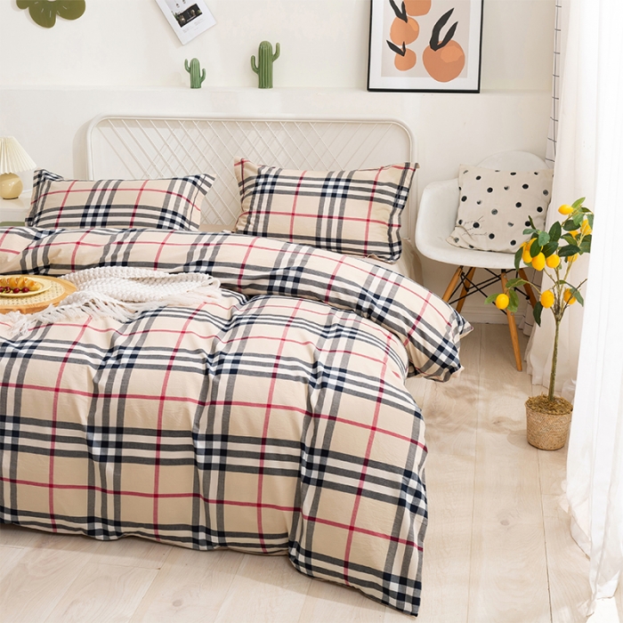 91家纺网 家纺一手货源 找家纺 简色坊 2023新款全棉水洗棉单品被套 格韵