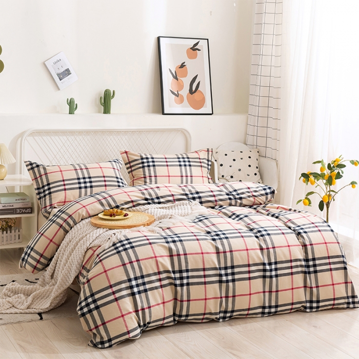 91家纺网 家纺一手货源 找家纺 简色坊 2023新款全棉水洗棉单品被套 格韵