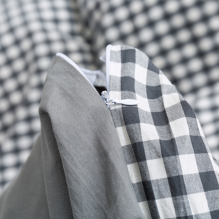 91家纺网 家纺一手货源 找家纺 简色坊 2023新款全棉水洗棉单品被套 灰小格