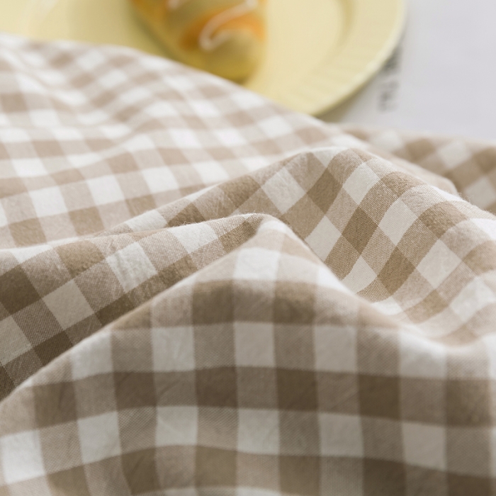 91家纺网 家纺一手货源 找家纺 简色坊 2023新款全棉水洗棉单品被套 咖小格