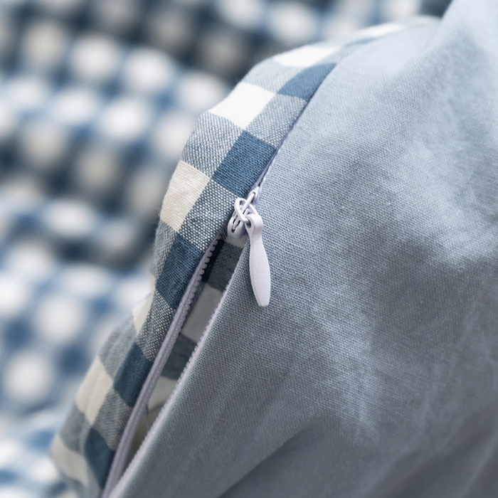 91家纺网 家纺一手货源 找家纺 简色坊 2023新款全棉水洗棉单品被套 蓝小格