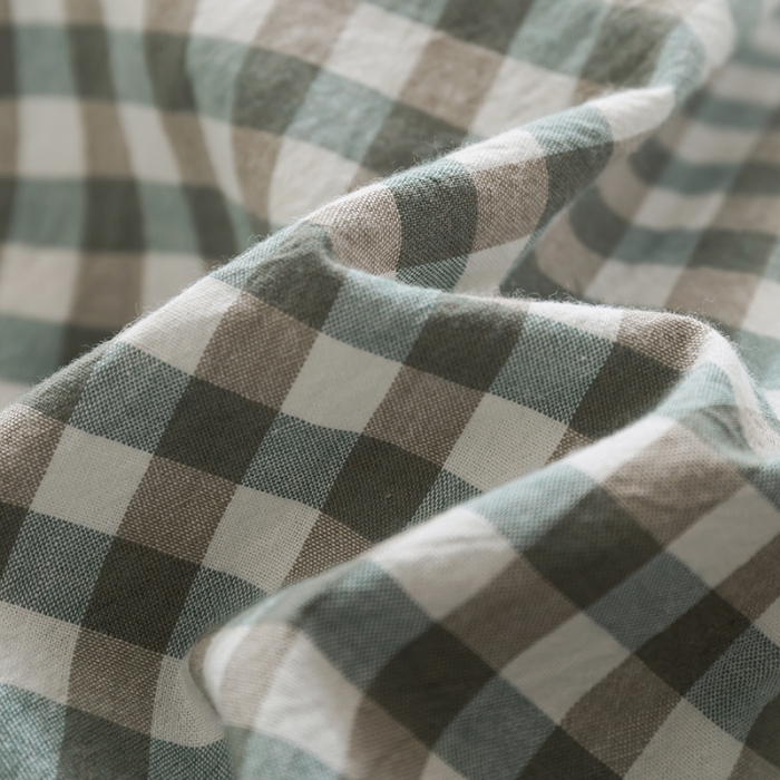 91家纺网 家纺一手货源 找家纺 简色坊 2023新款全棉水洗棉单品被套 绿小格