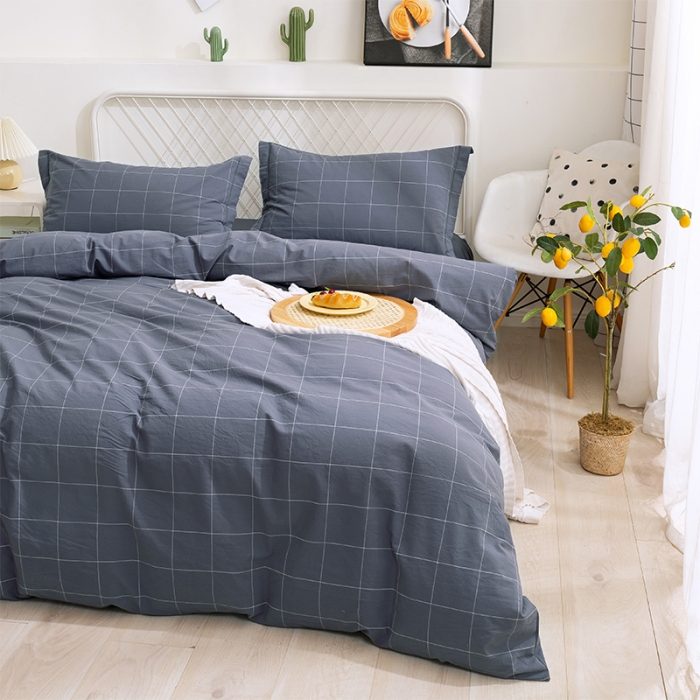 91家纺网 家纺一手货源 找家纺 简色坊 2023新款全棉水洗棉单品被套 青春格调-深灰