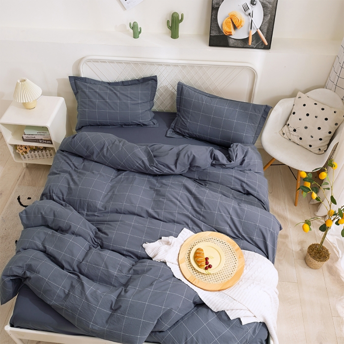 91家纺网 家纺一手货源 找家纺 简色坊 2023新款全棉水洗棉单品被套 青春格调-深灰
