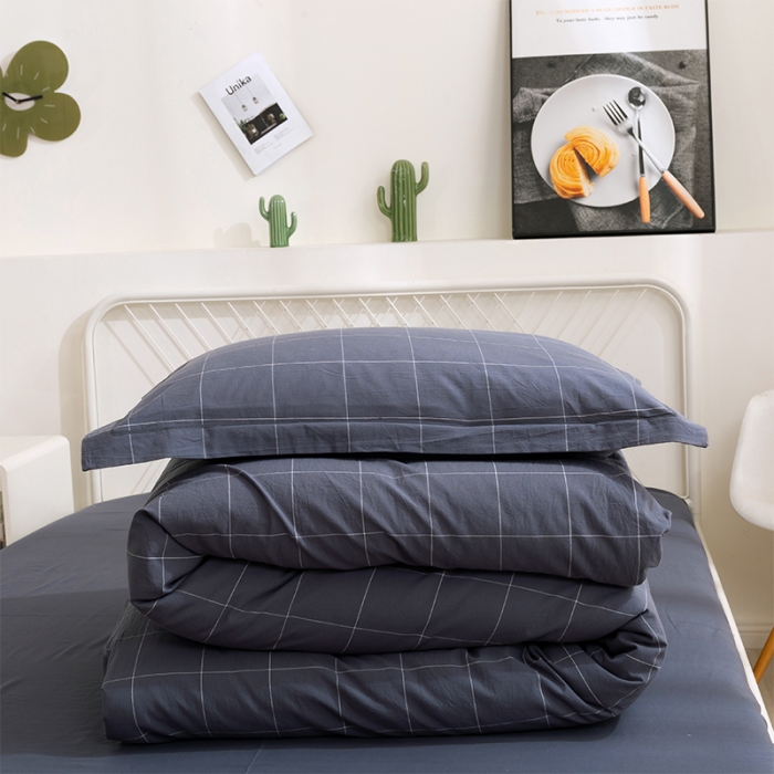 91家纺网 家纺一手货源 找家纺 简色坊 2023新款全棉水洗棉单品被套 青春格调-深灰