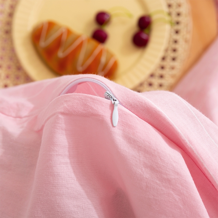 91家纺网 家纺一手货源 找家纺 简色坊 2023新款全棉水洗棉单品被套 时尚条纹-粉