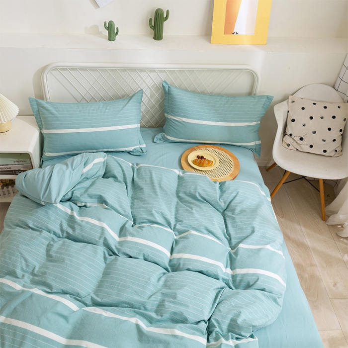 91家纺网 家纺一手货源 找家纺 简色坊 2023新款全棉水洗棉单品被套 时尚条纹-兰