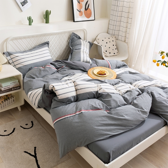 91家纺网 家纺一手货源 找家纺 简色坊 2023新款全棉水洗棉单品被套 英伦格调