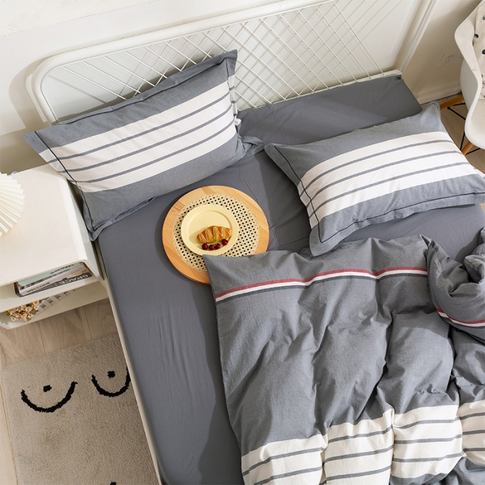 91家纺网 家纺一手货源 找家纺 简色坊 2023新款全棉水洗棉单品被套 英伦格调