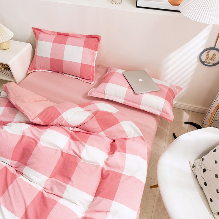 91家纺网 家纺一手货源 找家纺 简色坊 2023新款全棉水洗棉单品被套 优雅格调-粉