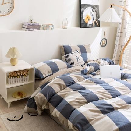 简色坊 2023新款全棉水洗棉单品被套 优雅格调-蓝