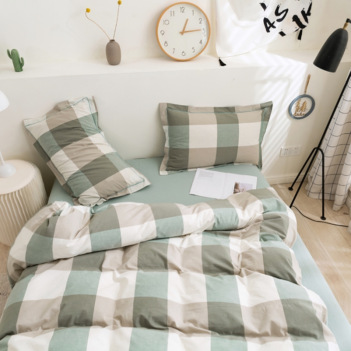 91家纺网 家纺一手货源 找家纺 简色坊 2023新款全棉水洗棉单品被套 优雅格调-绿