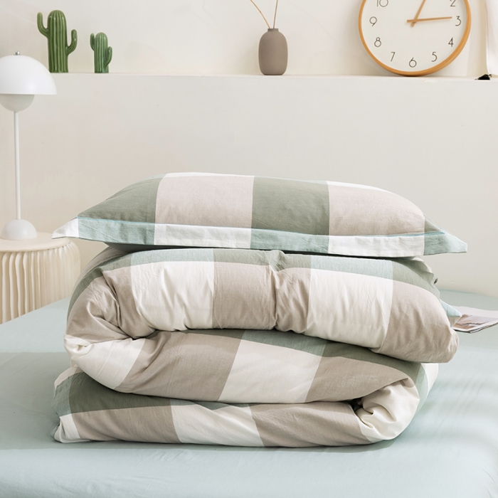 91家纺网 家纺一手货源 找家纺 简色坊 2023新款全棉水洗棉单品被套 优雅格调-绿