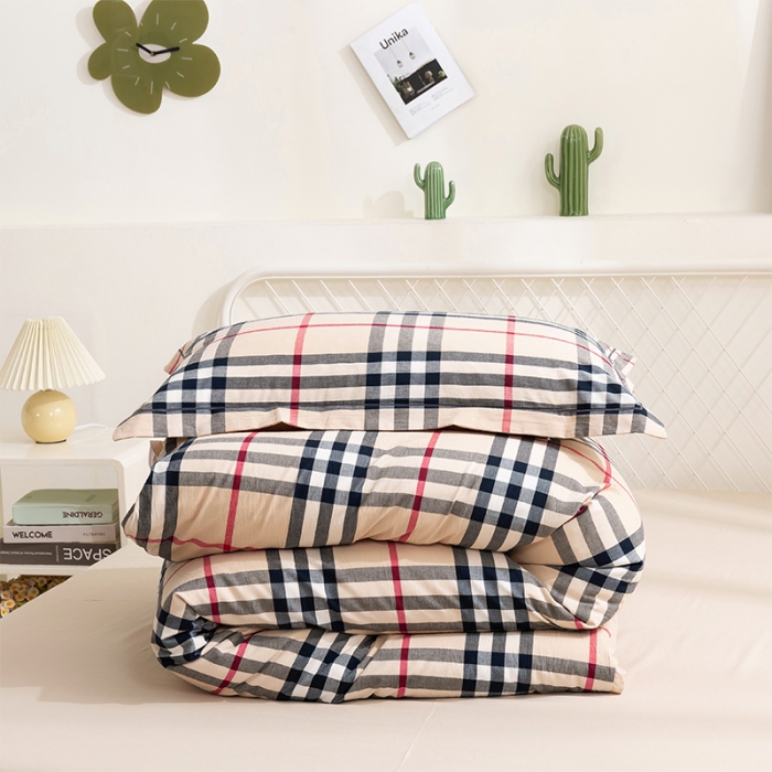 91家纺网 家纺一手货源 找家纺 简色坊 2023新款全棉水洗棉单品被套 格韵