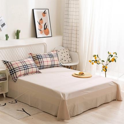 简色坊 2023新款全棉水洗棉单品床单 格韵