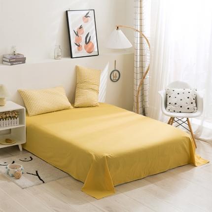 简色坊 2023新款全棉水洗棉单品床单 黄小格