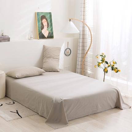 简色坊 2023新款全棉水洗棉单品床单 咖小格