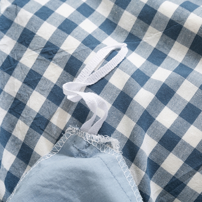 91家纺网 家纺一手货源 找家纺 简色坊 2023新款全棉水洗棉单品床单 蓝小格