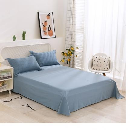 简色坊 2023新款全棉水洗棉单品床单 青春格调-蓝