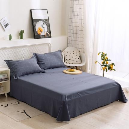 简色坊 2023新款全棉水洗棉单品床单 青春格调-深灰