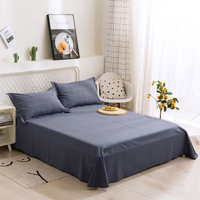 91家纺网 家纺一手货源 找家纺 简色坊 2023新款全棉水洗棉单品床单 青春格调-深灰