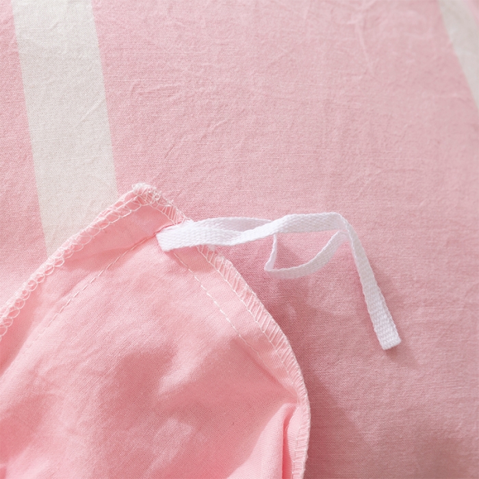 91家纺网 家纺一手货源 找家纺 简色坊 2023新款全棉水洗棉单品床单 时尚条纹-粉