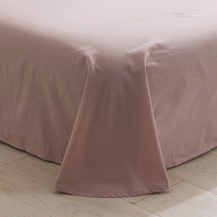 91家纺网 家纺一手货源 找家纺 简色坊 2023新款全棉水洗棉单品床单 条格-豆沙