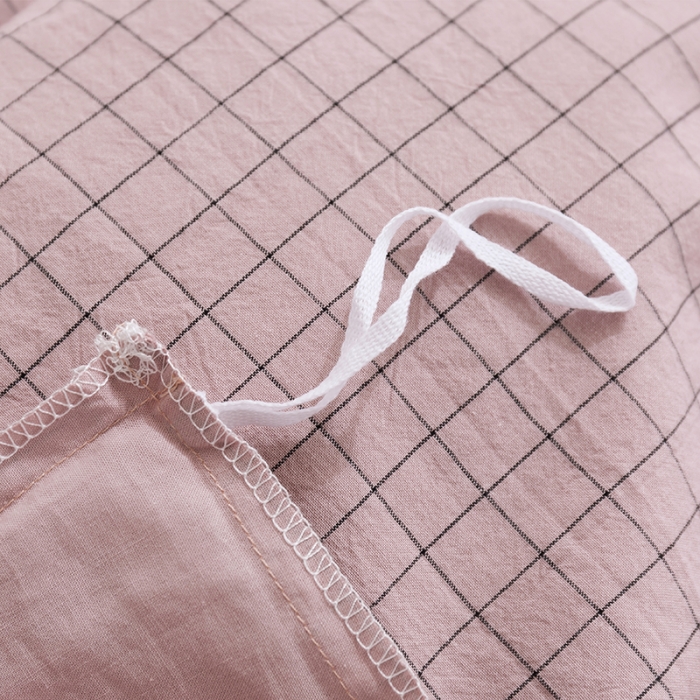 91家纺网 家纺一手货源 找家纺 简色坊 2023新款全棉水洗棉单品床单 条格-豆沙