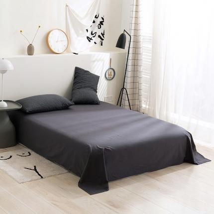 简色坊 2023新款全棉水洗棉单品床单 条格-灰