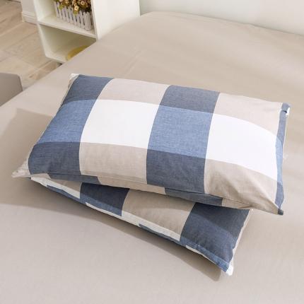 91家纺网 家纺一手货源 找家纺 简色坊 2023新款全棉水洗棉单品枕套一只 优雅格调-蓝