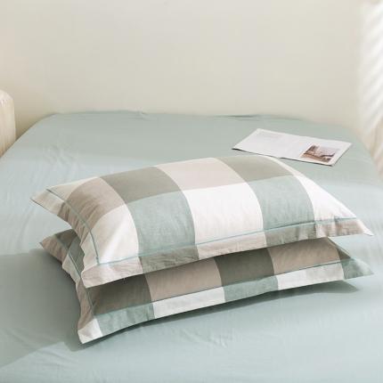 91家纺网 家纺一手货源 找家纺 简色坊 2023新款全棉水洗棉单品枕套一只 优雅格调-绿