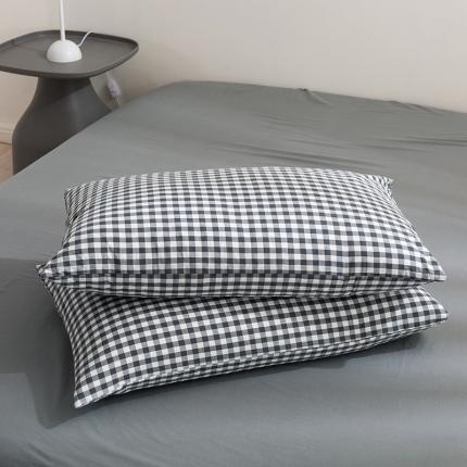 简色坊 2023新款全棉水洗棉单品枕套一只 灰小格