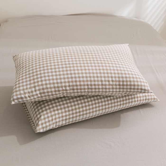 91家纺网 家纺一手货源 找家纺 简色坊 2023新款全棉水洗棉单品枕套一只 咖小格