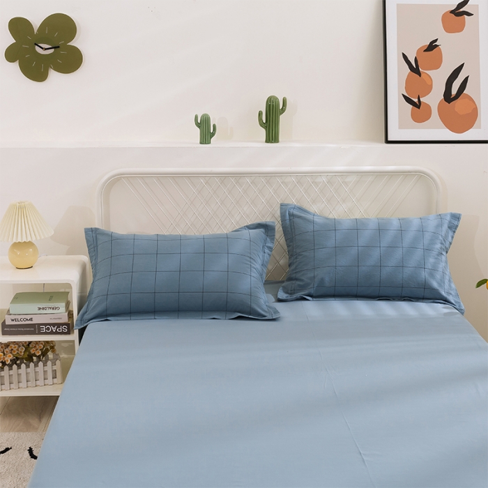 91家纺网 家纺一手货源 找家纺 简色坊 2023新款全棉水洗棉单品枕套一只 青春格调-蓝