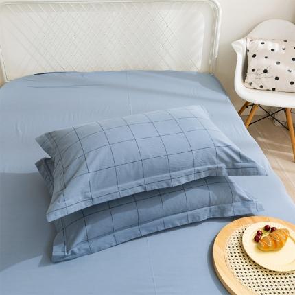 简色坊 2023新款全棉水洗棉单品枕套一只 青春格调-蓝