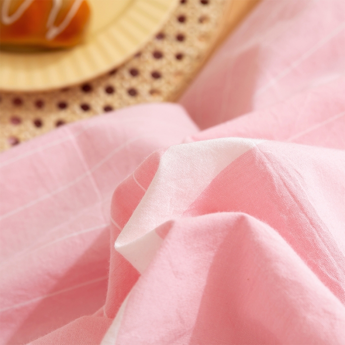 91家纺网 家纺一手货源 找家纺 简色坊 2023新款全棉水洗棉单品枕套一只 时尚条纹-粉