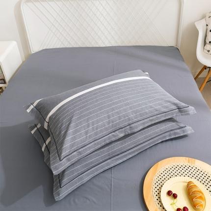 简色坊 2023新款全棉水洗棉单品枕套一只 时尚条纹-灰