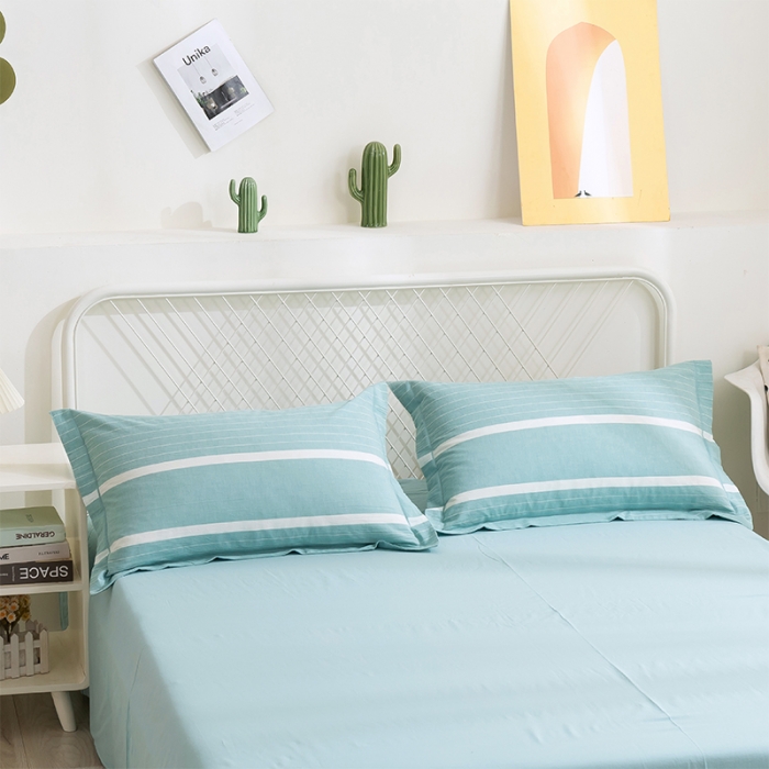 91家纺网 家纺一手货源 找家纺 简色坊 2023新款全棉水洗棉单品枕套一只 时尚条纹-兰